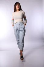 Blaue Hosen von Magali Pascal, Labelstorys, mit Stoffdetails und schmaler Passform, im Nahaufnahmebild.