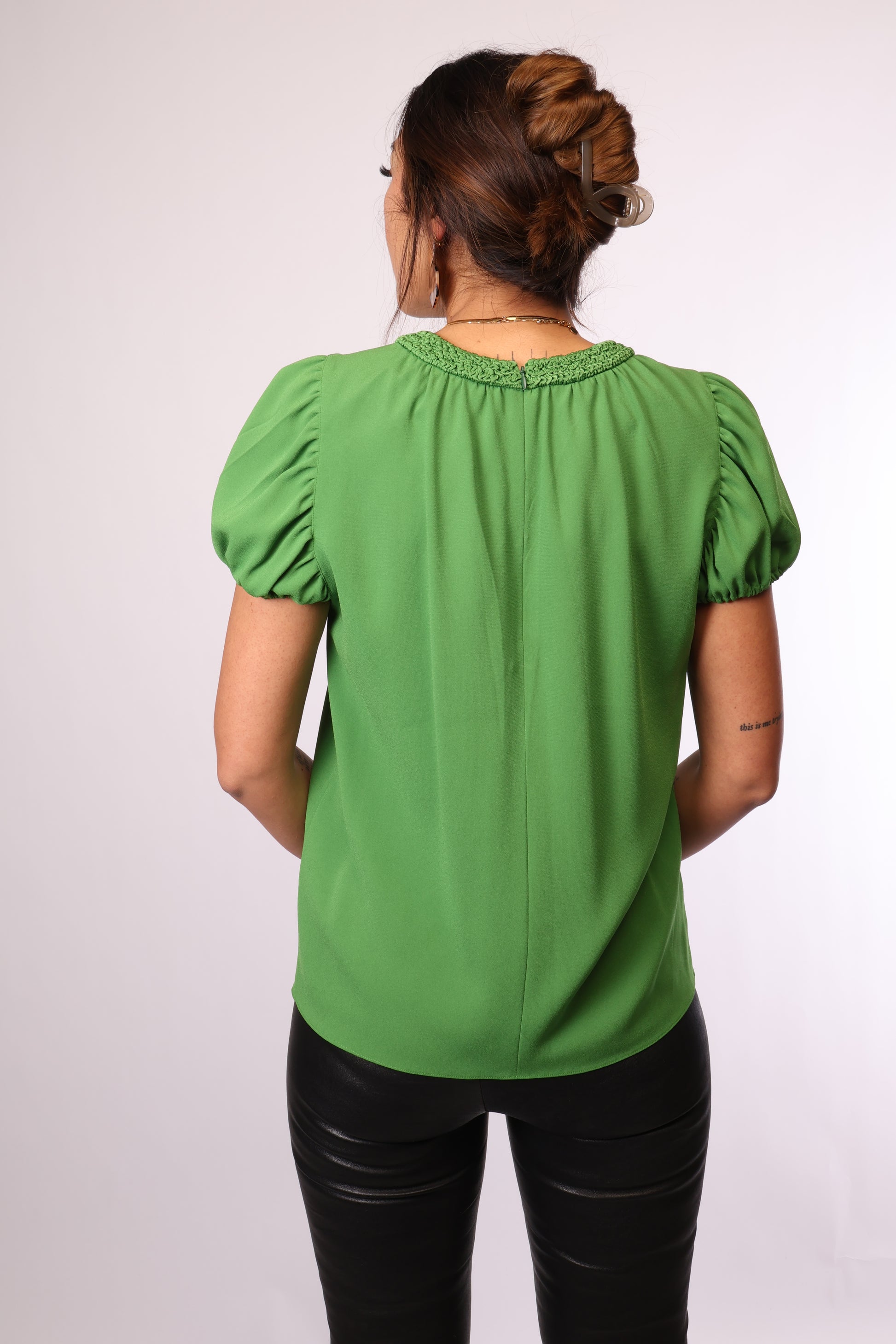 Preloved Kurzärmlige Bluse von Kenzo Paris in Grün – Größe 38 (M)