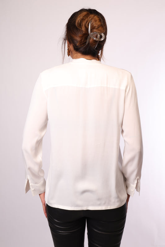 Preloved Langarm-Bluse in Cremeweiß – Größe S