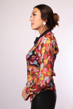 MIUMIU Damen-Bluse mit buntem Druck, langarm, Seitenansicht, Mode von Labelstorys, elegante, bequeme Bluse für Damen