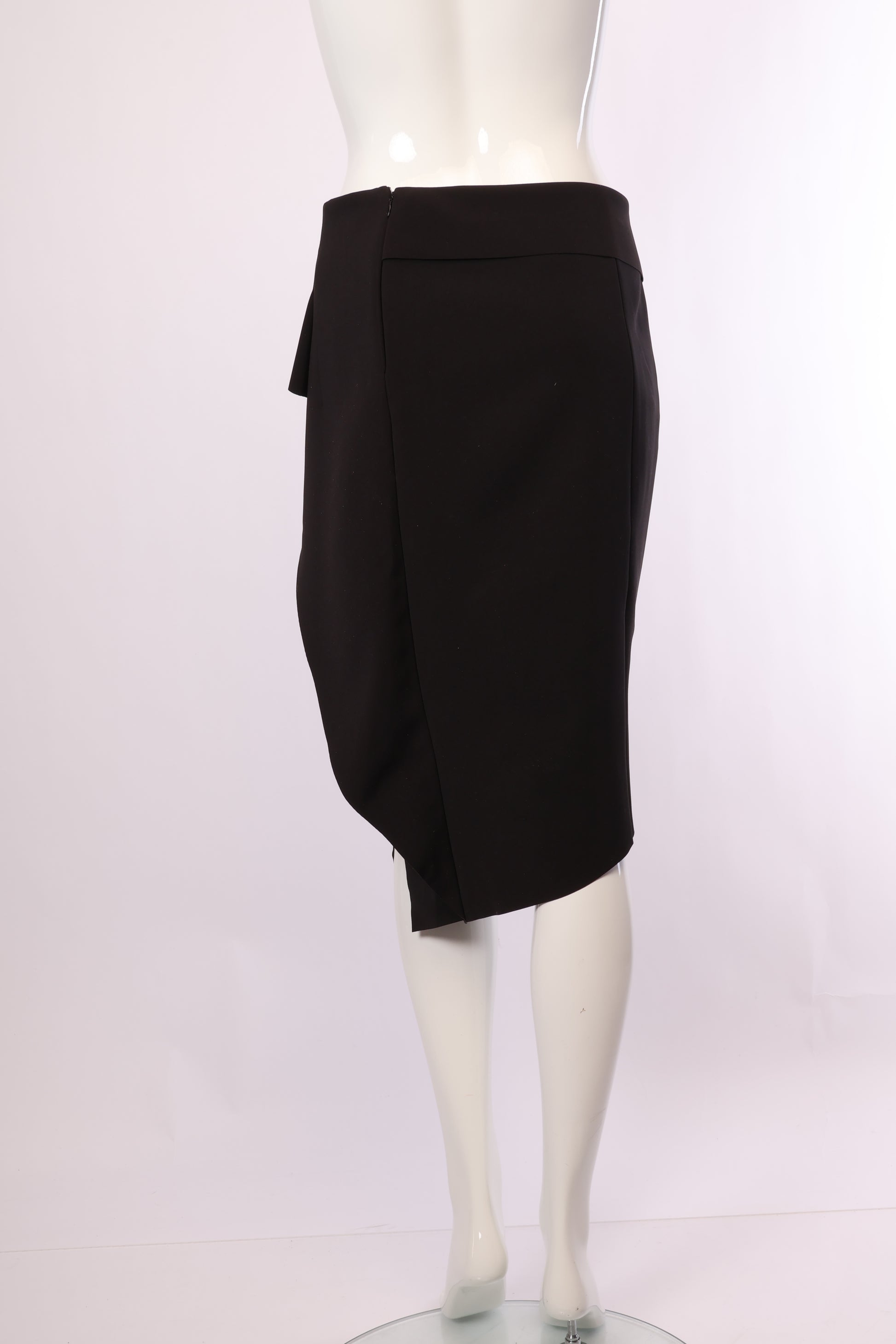 Preloved Midirock in Schwarz mit asymmetrischem Schnitt – Größe 36