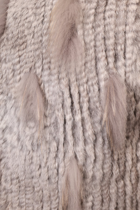 Preloved Oakwood Weste aus Fell und Strick in Grau – Größe S