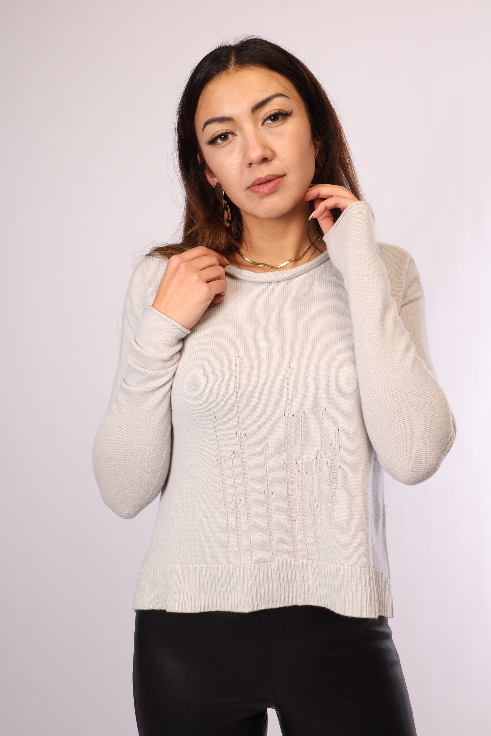 Preloved Pullover aus 100% Kaschmir von Dorothee Schumacher in Grau – Größe S