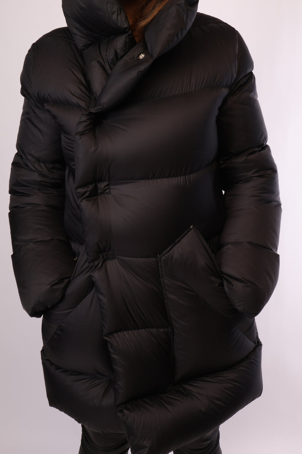 Preloved Rick Owens Steppmantel „Performa“ in Schwarz – Größe XS