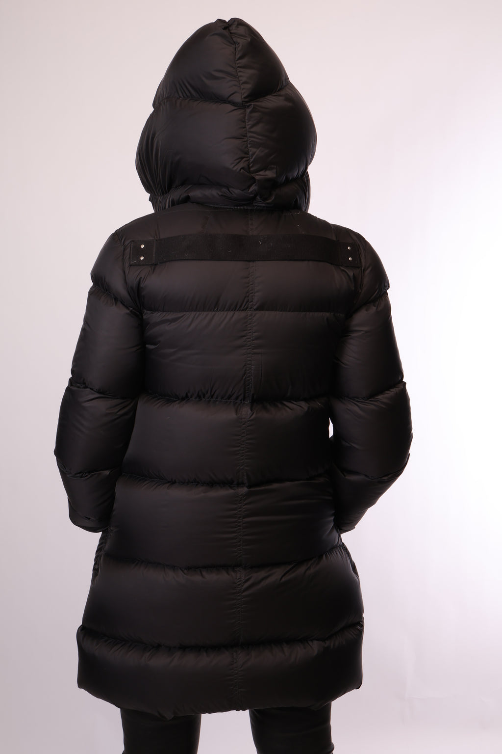 Preloved Rick Owens Steppmantel „Performa“ in Schwarz – Größe XS
