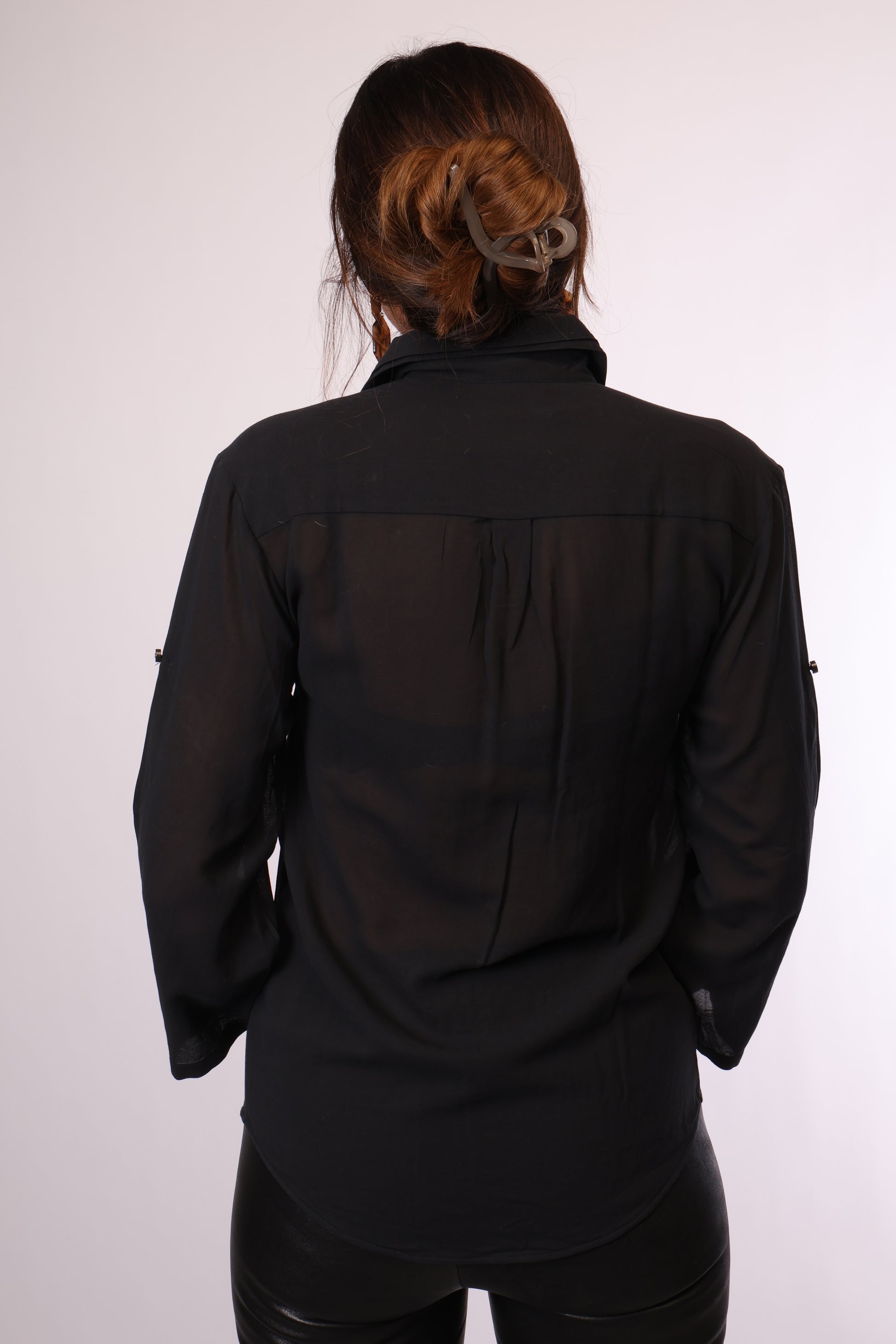 Preloved Transparente Bluse in Schwarz – Größe S