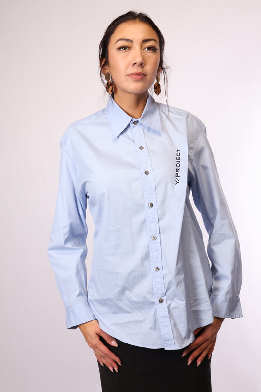 Preloved Y/Project Langarm-Bluse Unisex mit Labelprint – Größe S