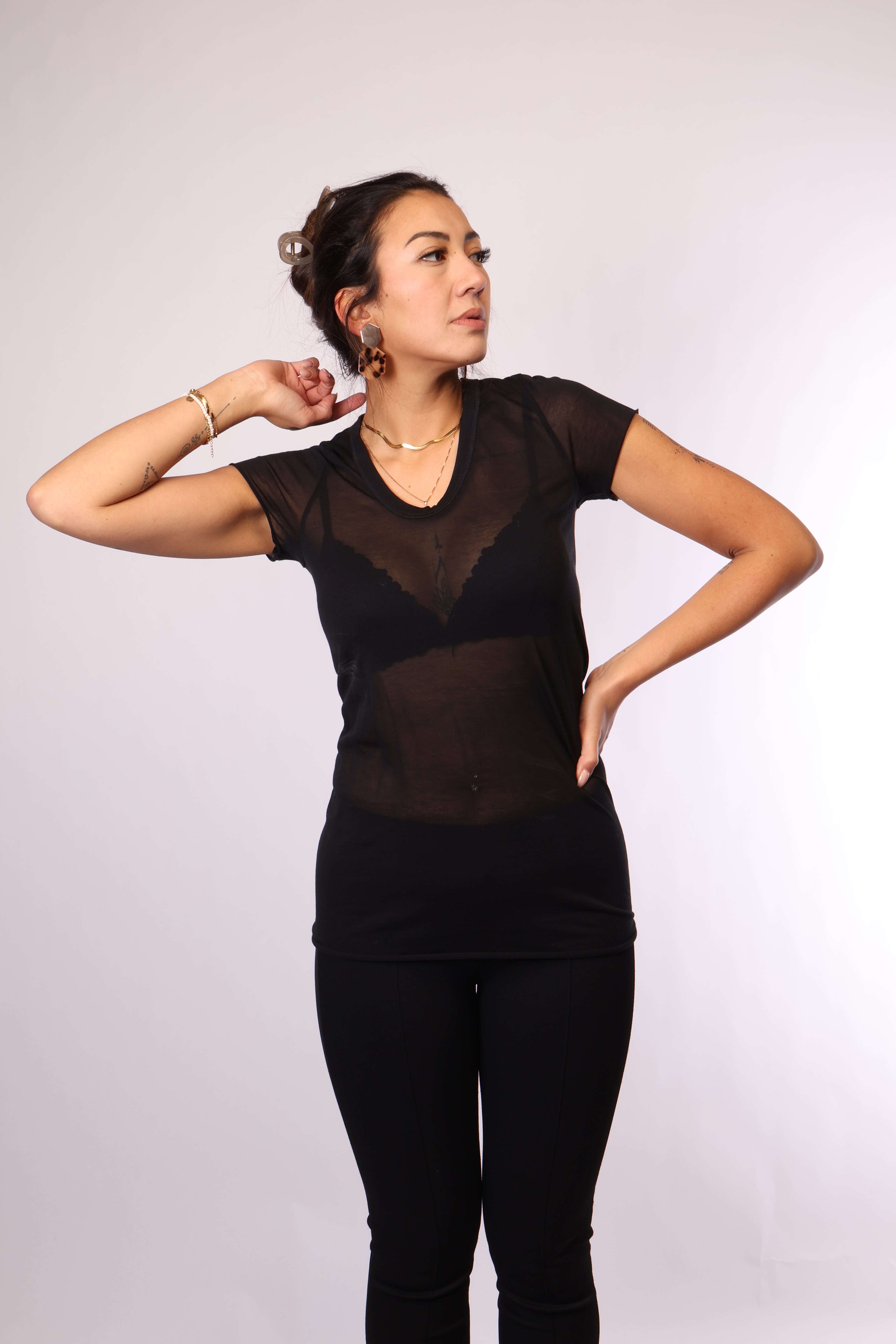 Secondhand T-Shirt von Rundholz in Schwarz – Größe S