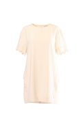 Chloé Buttercream-farbenes Kleid aus Triacetat und Polyester mit Rüschenärmeln und Taschen, Größe M