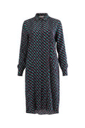 Labelstorys gemustertes Seidenkleid von Diane von Fürstenberg in Grün/Schwarz/Rot, Größe S
