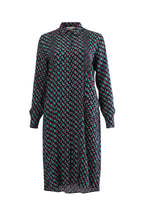 Labelstorys gemustertes Seidenkleid von Diane von Fürstenberg in Grün/Schwarz/Rot, Größe S
