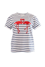 Gestreiftes Flamingo T-Shirt von Labelstorys aus Baumwolle, bequem und stilvoll für Damen.