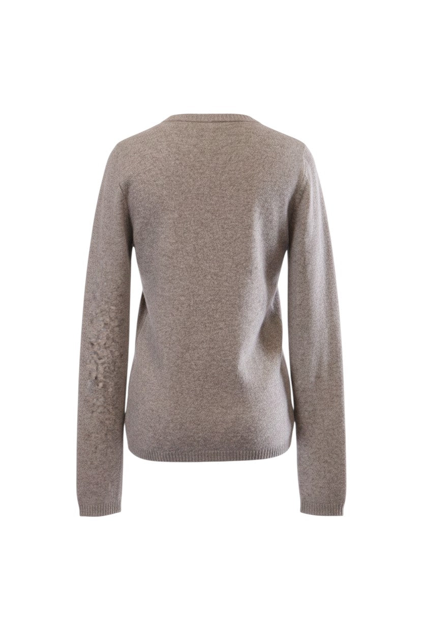 Labelstorys Strickjacke aus grauem Kaschmir-Mix, Größe S, mit Rundhalsausschnitt und langen Ärmeln.