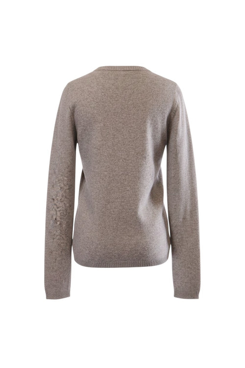 Labelstorys Strickjacke aus grauem Kaschmir-Mix, Größe S, mit Rundhalsausschnitt und langen Ärmeln.