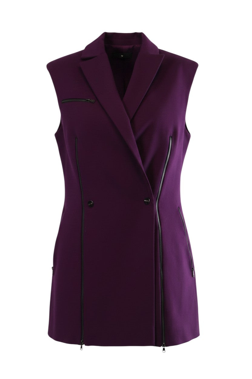 Labelstorys Octave999 lila Blazer Weste mit Schulterpolstern, Reißverschlussdetails, Größe XS, 80% Bio-Baumwolle, 20% Polyester