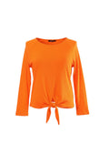 Labelstorys orange Viskose-Elastan-Shirt mit Knoten vorne und 3/4-Ärmeln