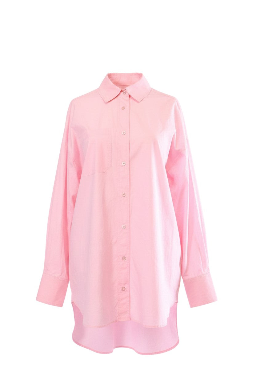 Labelstorys rosa Baumwoll-Hemdbluse von Gitta Banko mit Knopfleiste und Brusttasche, Größe S