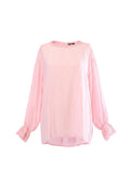Labelstorys rosa Bluse aus 100% Modal mit Rüschenkragen und Ärmelbündchen, Größe S