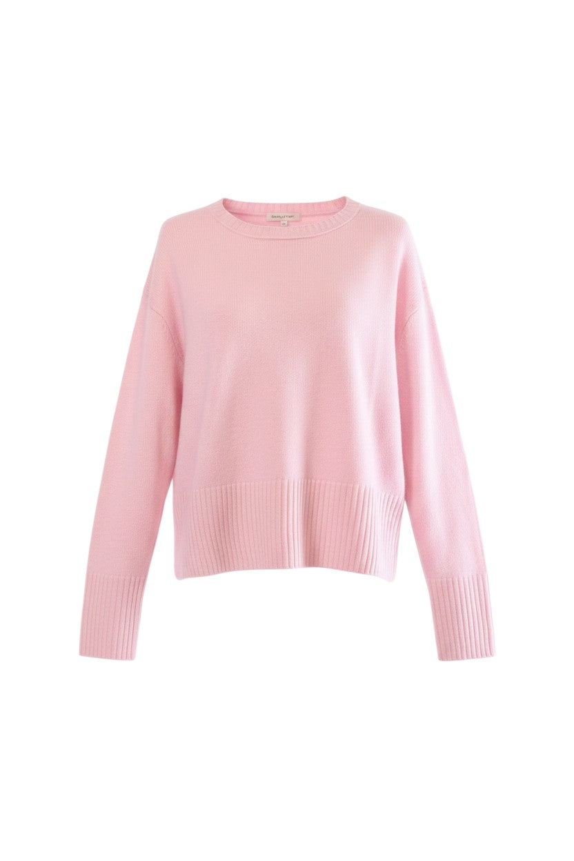Labelstorys Pullover aus 70% Wolle und 30% Kaschmir in Rosa, Größe S, mit Rundhalsausschnitt und Rippstrickbündchen.