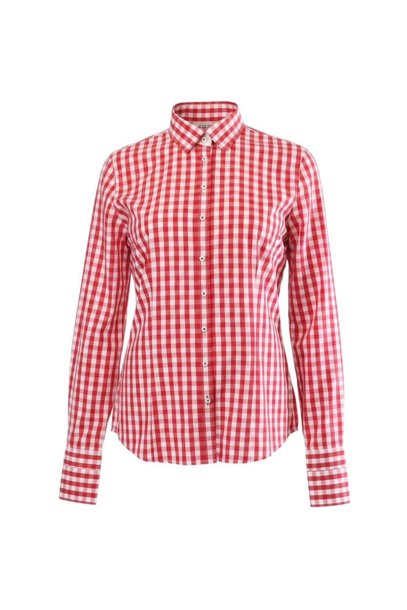 Labelstorys Bluse von wallmann in Rot kariert, Größe L, 100% Baumwolle, Langarm.