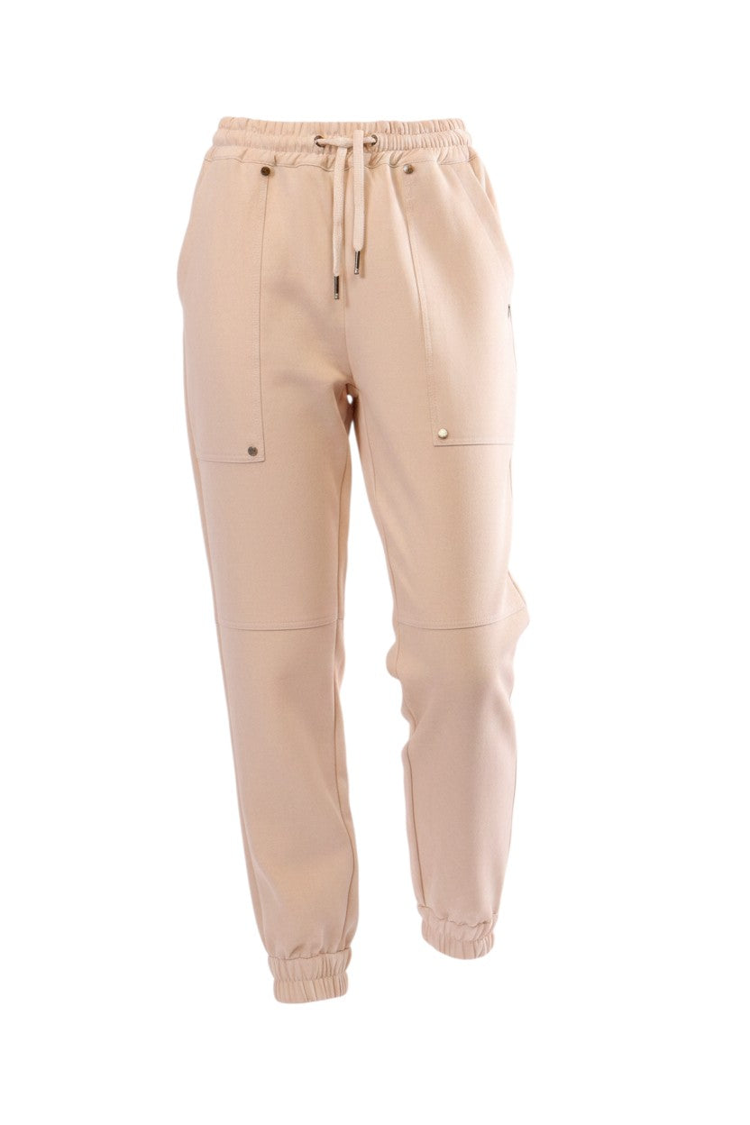 Labelstorys Stoffhose in Cremefarben mit Kordelzug und Taschen, aus Viskose, Polyester und Elasthan