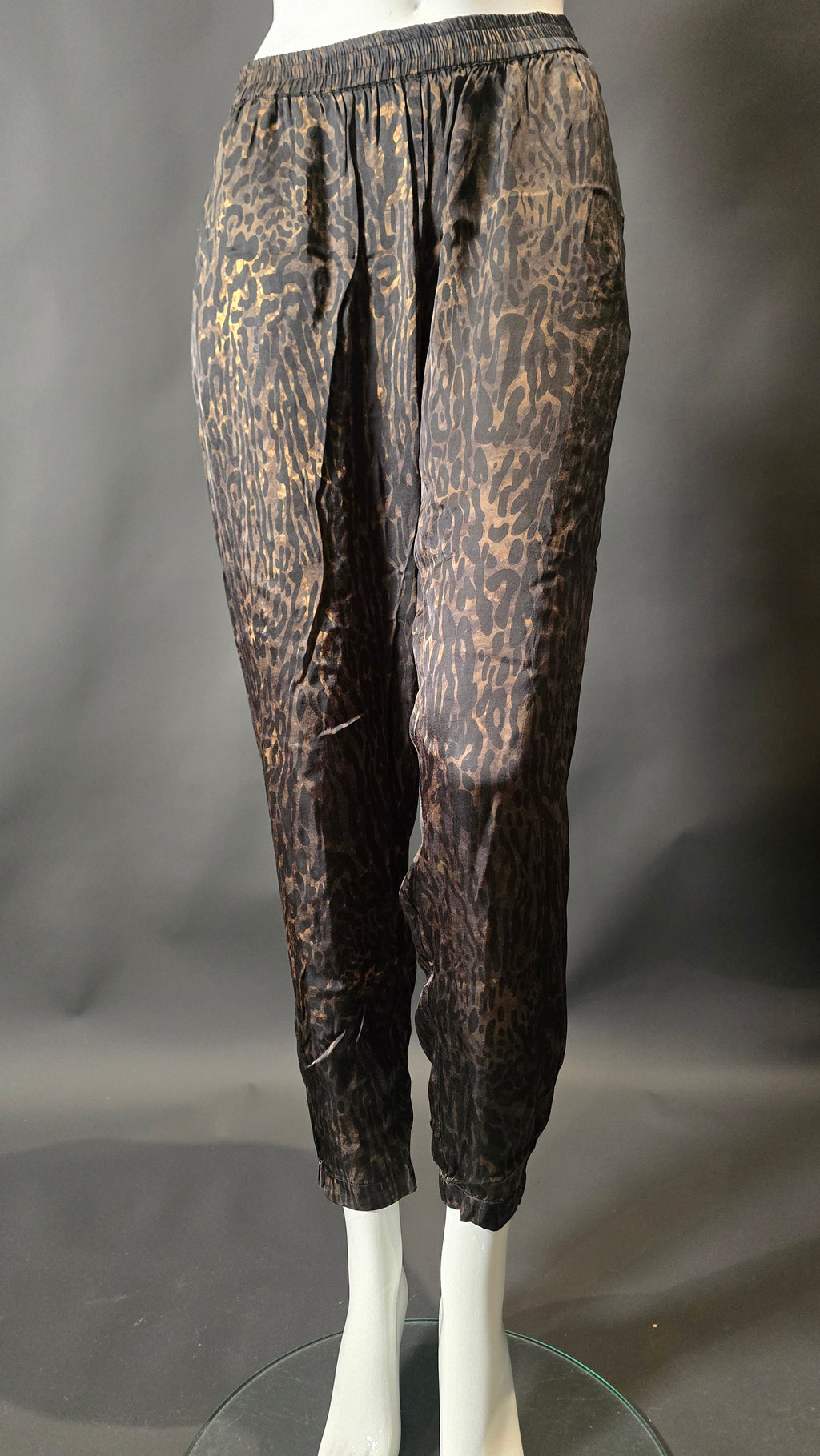 Rabena Saloner Stoffhose Gemustert Schwarz Grün · Gr. M