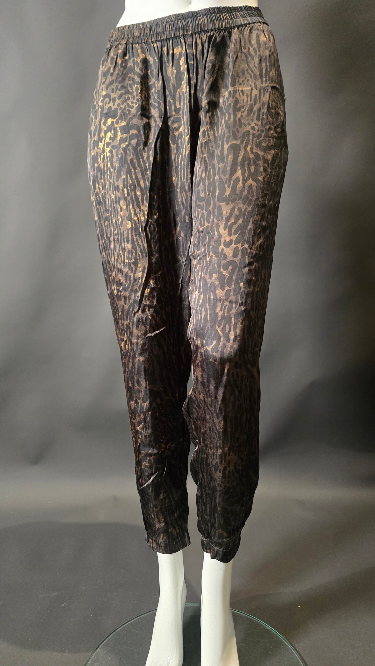 Rabena Saloner Stoffhose Gemustert Schwarz Grün · Gr. M