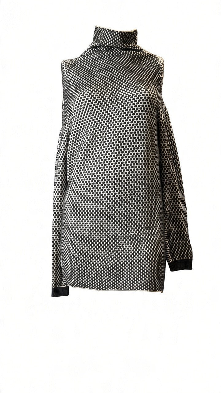 Pinko Longshirt Schwarz-Weiß gemustert · Gr. M