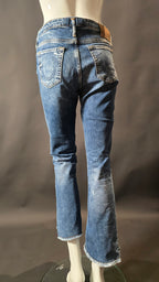 True Religion Kick-Flare-Jeans in washed Denim Blau, Gr. W29, mit hoher Taille und modischem Schnitt, von Labelstorys.