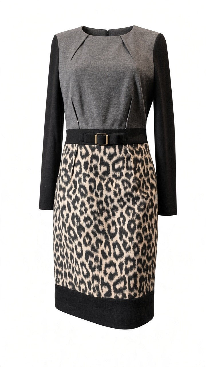Paule KA Kleid Schwarz Grau Gemustert · Gr. L