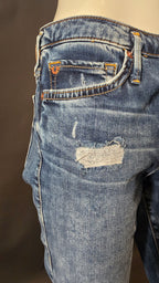 True Religion Kick-Flare-Jeans in gewaschener Denim-Optik, blau, Größe W29, mit klassischem Schnitt und modischer Passform.