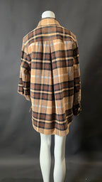 Braunes Drykorn Flanellhemd mit Karomuster, Größe 38, aus weichem Baumwollflanell, für einen lässigen Look.