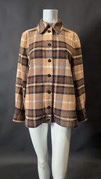 Braunes Drykorn Flanellhemd mit Karomuster in Größe 38, längere Ärmel, weiche Textur, ideal für einen lässigen Look