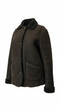 Dunkle BELSTAFF Lederjacke von Labelstorys mit Reißverschluss und Stehkragen, modisch und robust für den Alltag.