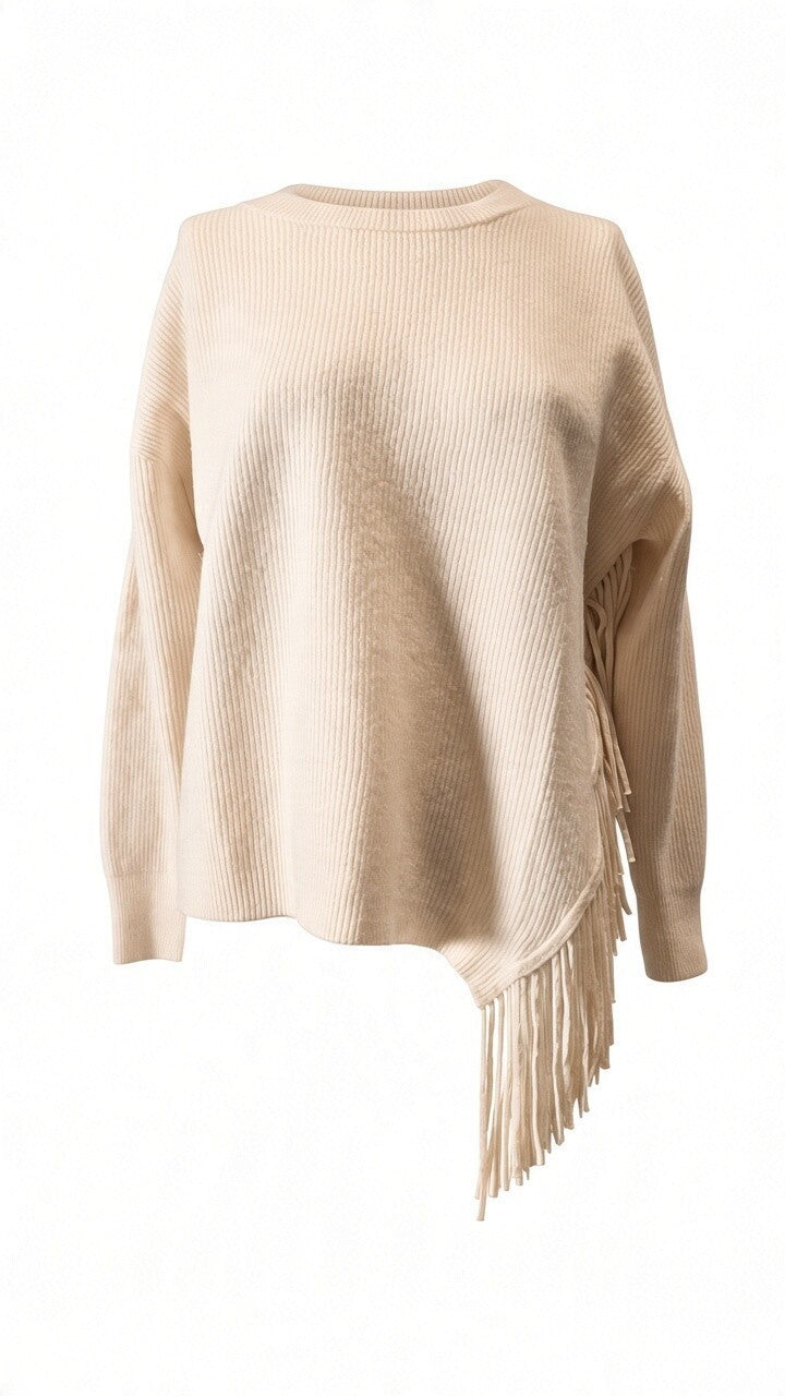 Cremeweißer Wollpullover für Damen von Labelstorys, Größe 38, mit "Princess goes Hollywood" Aufdruck, weiche Textur.