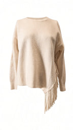 Cremeweißer Wollpullover für Damen von Labelstorys, Größe 38, mit "Princess goes Hollywood" Aufdruck, weiche Textur.